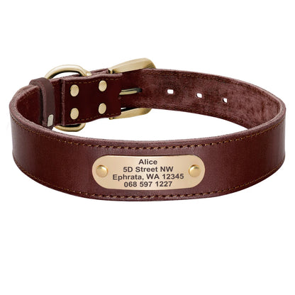 Personalized Real Leather Dog Collar & Leash Set