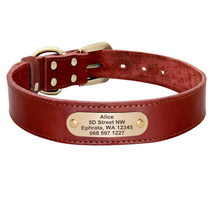 Personalized Real Leather Dog Collar & Leash Set